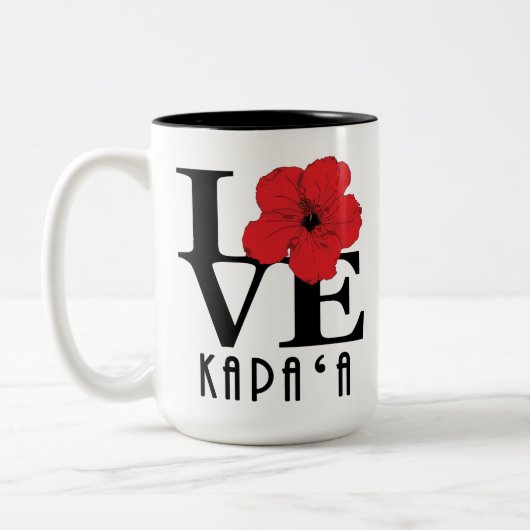LIEBE Kapa`a Hawaii Roter Hibiskus 15oz Zweifarbige Tasse (Links)