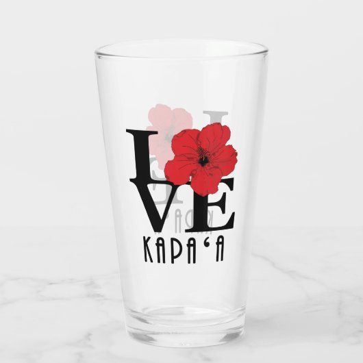 LIEBE Kapa'a Hawaii Red Hibiscs Glas (Rückseite)