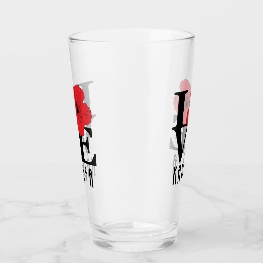LIEBE Kapa'a Hawaii Red Hibiscs Glas (Rechts)