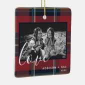 Liebe Kariert Holiday Custom Foto Red Keramikornament (Rechts)