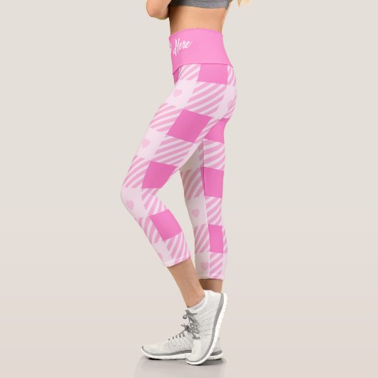 Liebe Kariert Moderne rosa Sammlung Capri Leggings (Links)