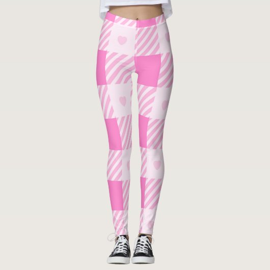 Liebe Kariert Moderne rosa Sammlung Leggings (Vorderseite)