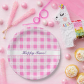 Liebe Kariert Moderne rosa Sammlung Pappteller (Party)