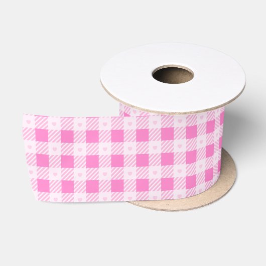 Liebe Kariert Moderne rosa Sammlung Satinband (Spule)