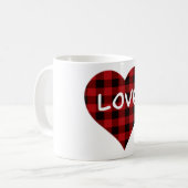 Liebe, kariertes rotes Büffel, Valentinherz Kaffeetasse (Vorderseite Links)