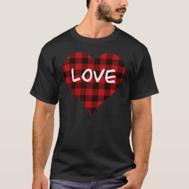 Liebe, kariertes rotes Büffel, Valentinherz T-Shirt