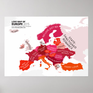 Liebe-Karte von Europa Poster