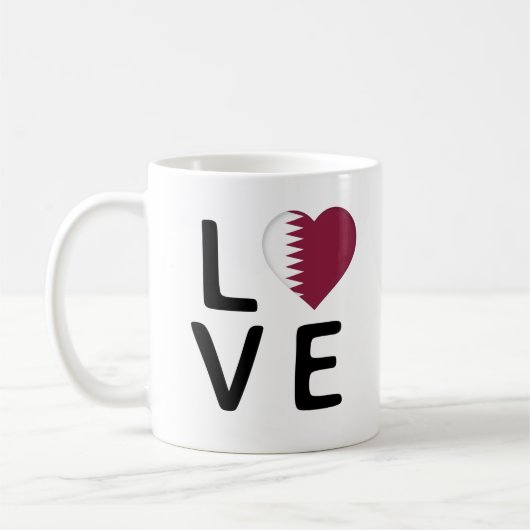 Liebe - Katar-Flagge Kaffeetasse (Links)