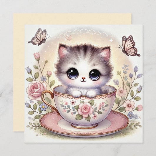 Liebe Kätzchen Einladung (Vorne/Hinten)