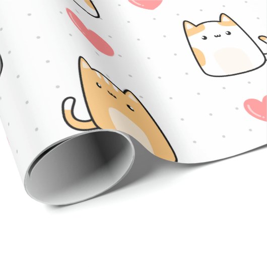 Liebe, Katze Geschenkpapier (Rolleneckpunkt)