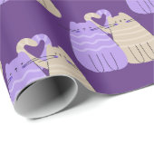 Liebe Katzen auf Lila Geschenkpapier (Rolleneckpunkt)