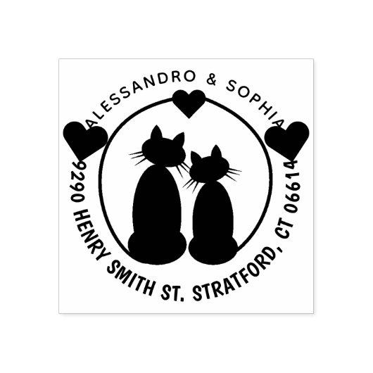 Liebe Katzen Briefmarke Rücksendeadresse Gummistempel (Prägung)
