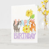 Liebe-Katzen-Geburtstag Karte (Gelbe Blume)