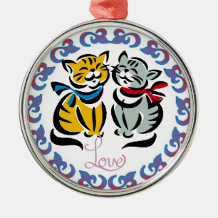 Liebe-Katzen-Grafik Ornament Aus Metall