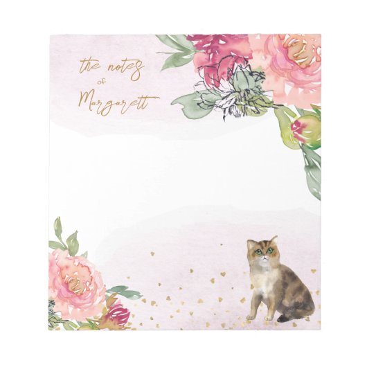 Liebe Katzen Illustration Girl Tägliche Hinweise Notizblock (Vorderseite)