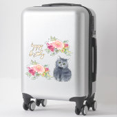 Liebe Katzen Illustration Happy Birthday Girl Part Aufkleber (Koffer)