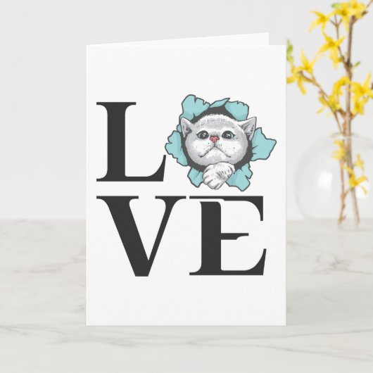 Liebe Katzen Karte (Gelbe Blume)