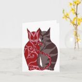 Liebe-Katzen Karte (Gelbe Blume)