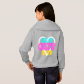 Liebe "Katzen Katzen" Herz Neon Girl Hoodie (Schwarz voll)