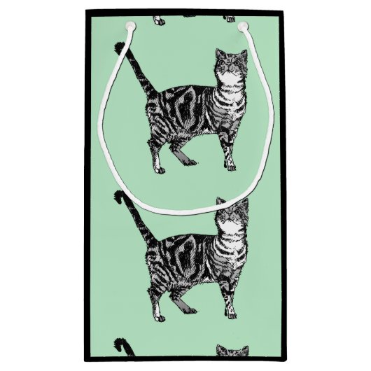 Liebe Katzen Minze Tabby Katze Tiertier Geschenkta Kleine Geschenktüte (Rückseite)