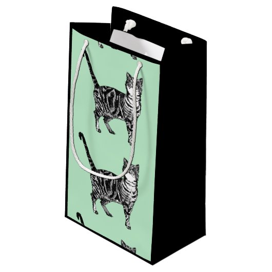 Liebe Katzen Minze Tabby Katze Tiertier Geschenkta Kleine Geschenktüte (Rückseite Schrägansicht)