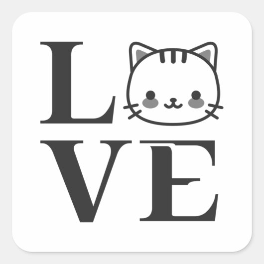 Liebe Katzen Quadratischer Aufkleber (Vorderseite)