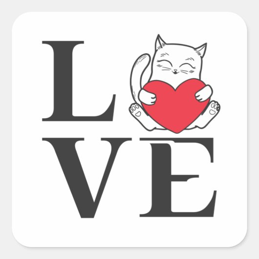 Liebe Katzen Quadratischer Aufkleber (Vorderseite)