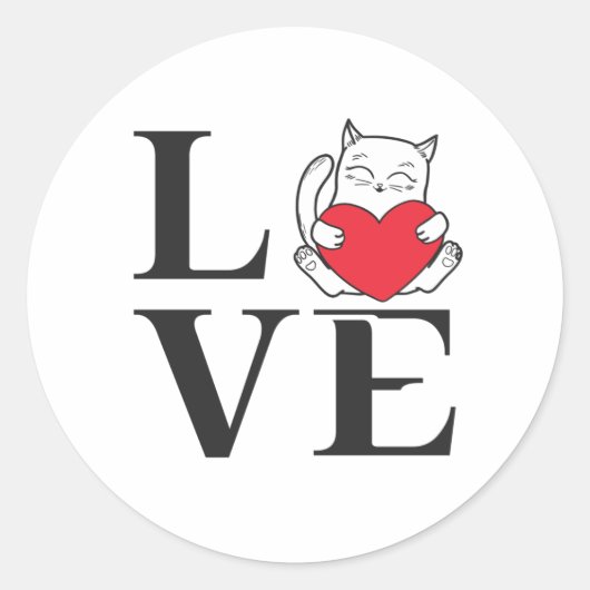 Liebe Katzen Runder Aufkleber (Vorderseite)