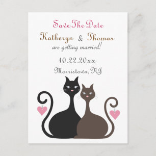 Liebe-Katzen-Save the Date Mitteilung Postcard2 Ankündigungspostkarte