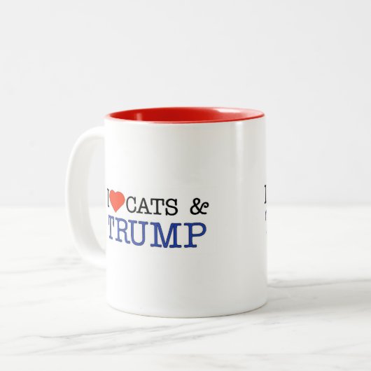 Liebe-Katzen-Trumpf Zweifarbige Tasse (Vorderseite Links)