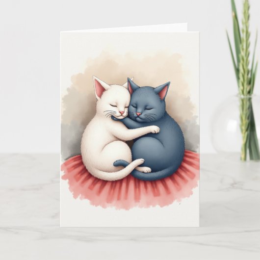 Liebe Katzen Umarmen Karte (Vorderseite)