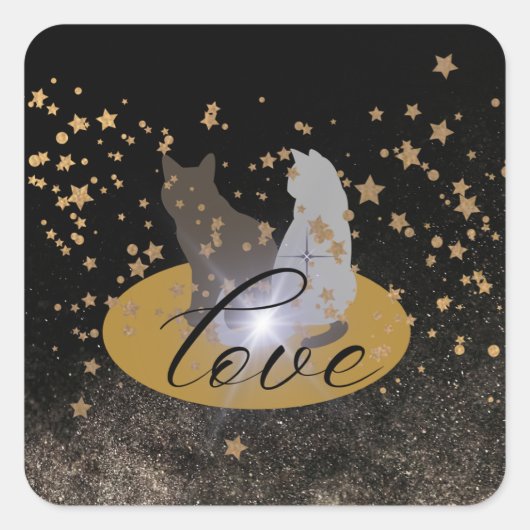 Liebe Katzenaufkleber Quadratischer Aufkleber (Vorderseite)