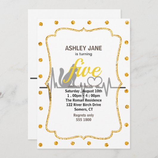 Liebe Katzenkardiogramm - Farbe auswählen Einladung (Vorne/Hinten)