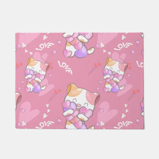 Liebe Katzenmuster farbige Haustiere Tiere Fußmatte (Vorderseite)