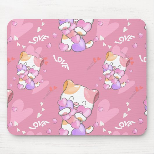 Liebe Katzenmuster farbige Haustiere Tiere Mousepad (Vorne)