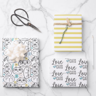 Liebe Katzenverpackungsblätter Geschenkpapier Set
