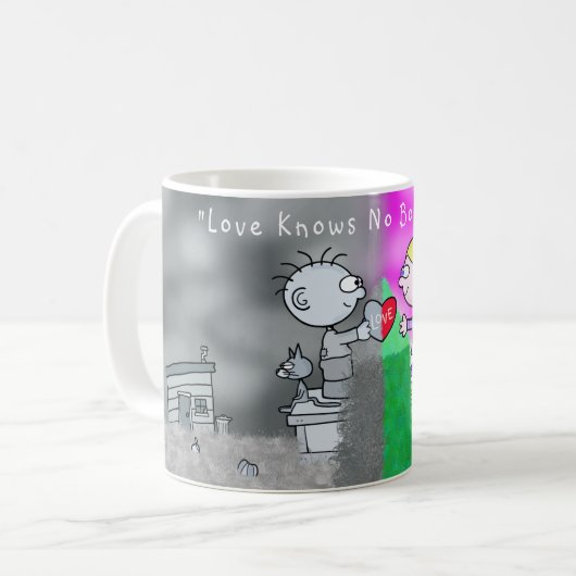 "Liebe kennt keine Grenz" Kaffee-Tasse Kaffeetasse (Vorderseite Links)