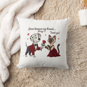 Liebe kennt keine Rasse Dalmatiner und Siamkatze Kissen