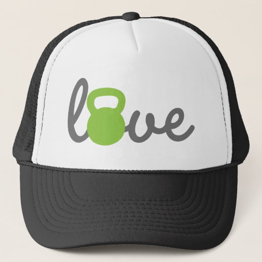 Liebe Kettlebell Grün Truckerkappe (Vorderseite)