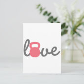 Liebe Kettlebell Pink Postkarte (Stehend Vorderseite)