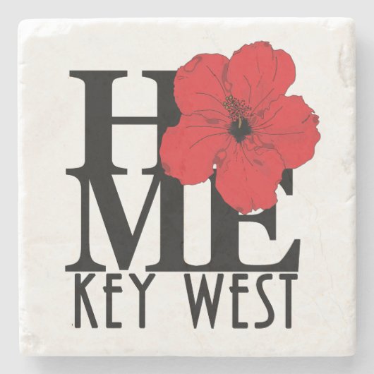 LIEBE Key West Red Hibiskus Steinuntersetzer (Vorderseite)