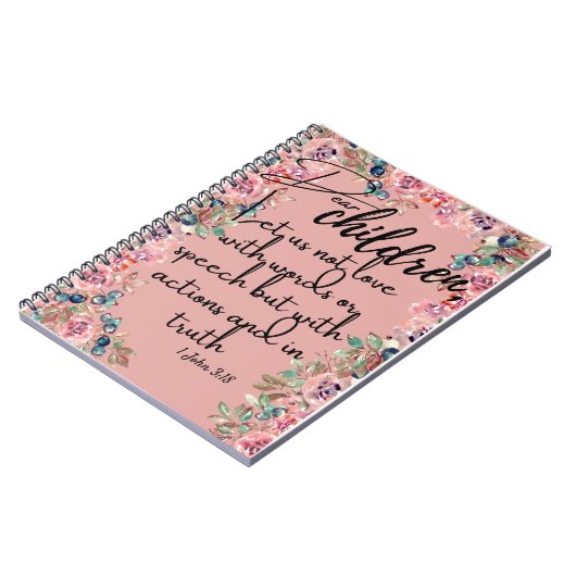 Liebe Kinder Bibel Verses 1 John 3:18 Notizblock (Linke Seite)