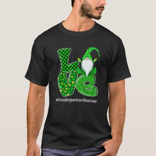 Liebe Kindergarten Gnome St Patrick's Day Green Pl T-Shirt (Vorderseite)