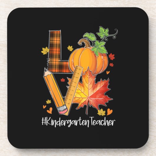 LIEBE Kindergarten Lehrer Herbstlaub Herbst Getränkeuntersetzer (Vorderseite)
