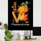 LIEBE Kindergarten Lehrer Herbstlaub Herbst Poster (Heimbüro)