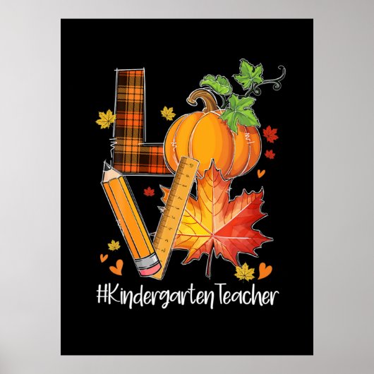 LIEBE Kindergarten Lehrer Herbstlaub Herbst Poster (Vorne)
