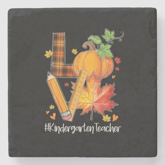 LIEBE Kindergarten Lehrer Herbstlaub Herbst Steinuntersetzer (Vorderseite)