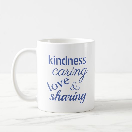 Liebe Kindness Kümmern Blue Inspiration Kaffeetasse (Links)