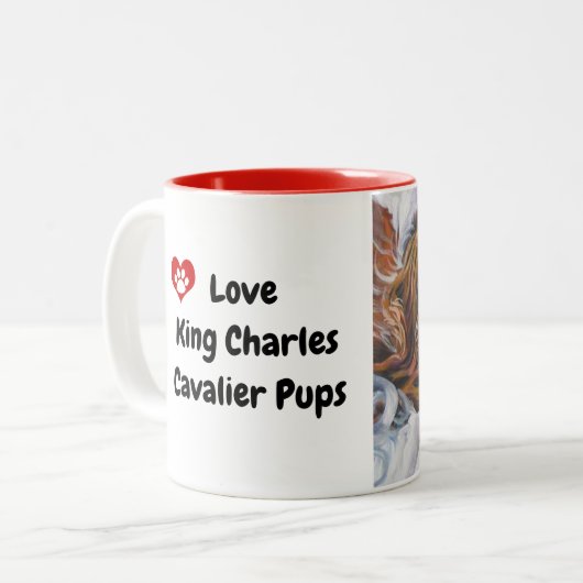 Liebe King Charles Cavalier Pups Zweifarbige Tasse (Vorderseite Links)