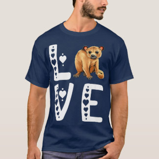 Liebe Kinkajou Night Walker Prehensile Tierherz T-Shirt